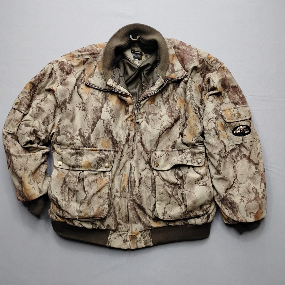 Natural Gear Mens Camo Bomber Jacket XL Full Zip Hunting Fishing Camouflage